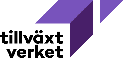 En bild på Tillväxtverkets logotyp, den är mörklila i färgen