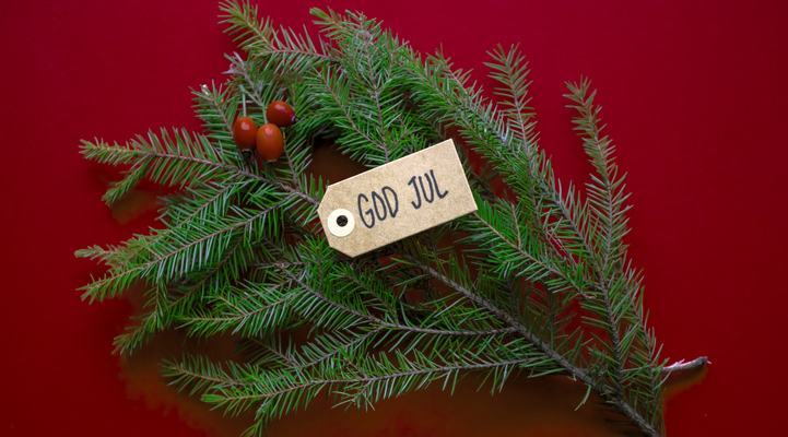 Granris och etikett för God Jul