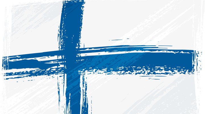 Finlands flagga vit med blått kors