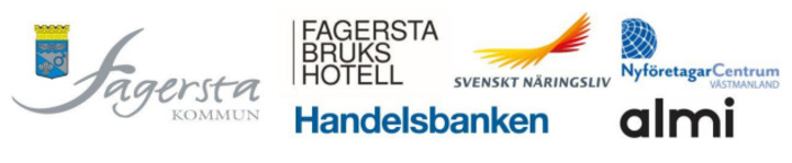 Logotyper Fagersta kommun, Fagersta Brukshotell, Handelsbanken, Svenskt näringsliv, Nyföretagarcentrum, Almi