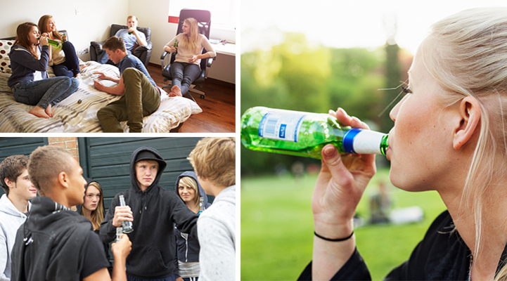 Ungdomar som dricker alkohol.