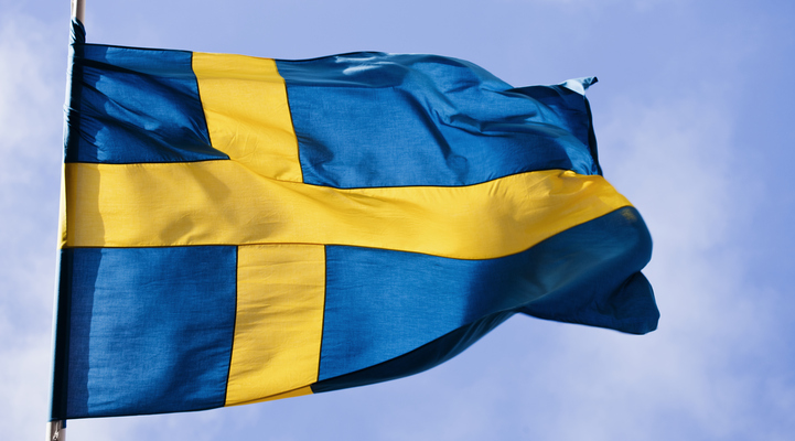 Flaggstĺng med svenska flaggan